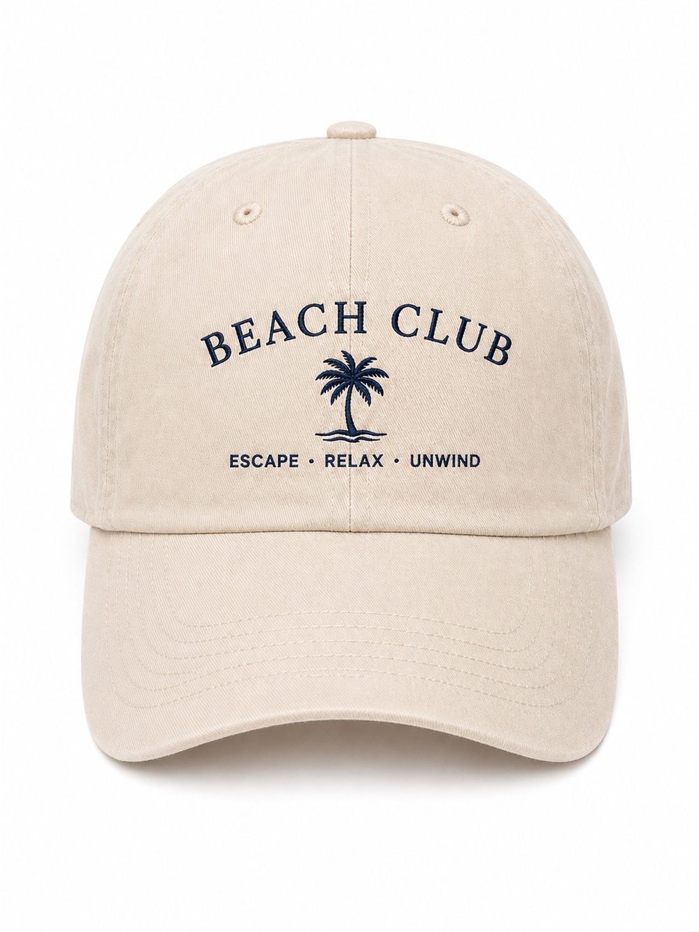 ✨ Beach Club Palm Tree Embroidered Dad Hat Coastal Vacation Resort Cap, Beige